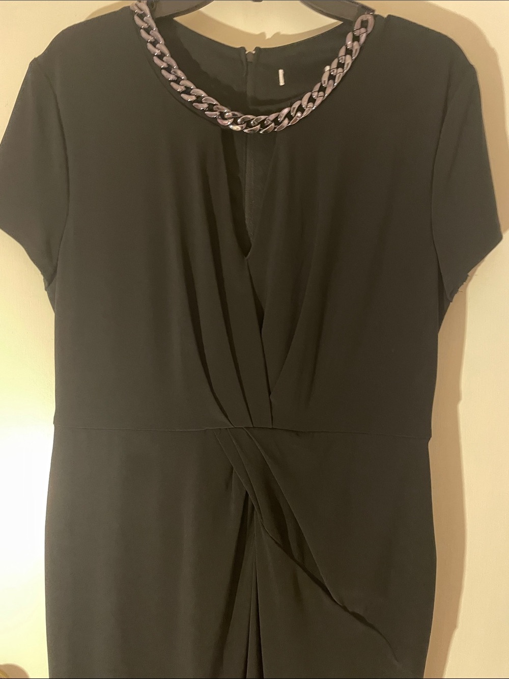 Worthington Black RoseGold Chain V-neck Ruched Dress for events XL
